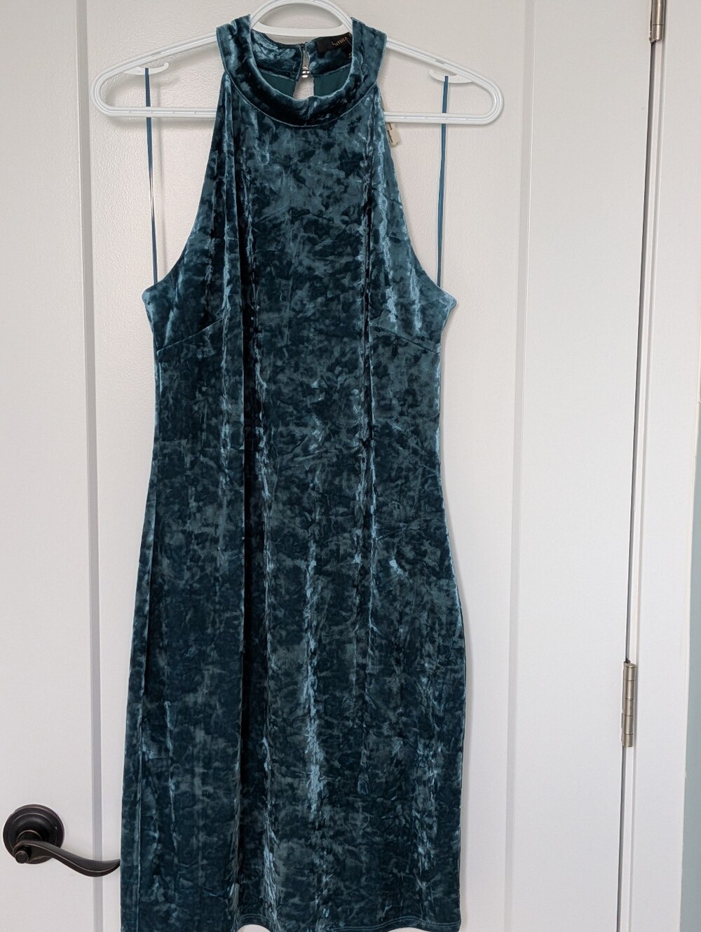 Green Velvet Halter Dress